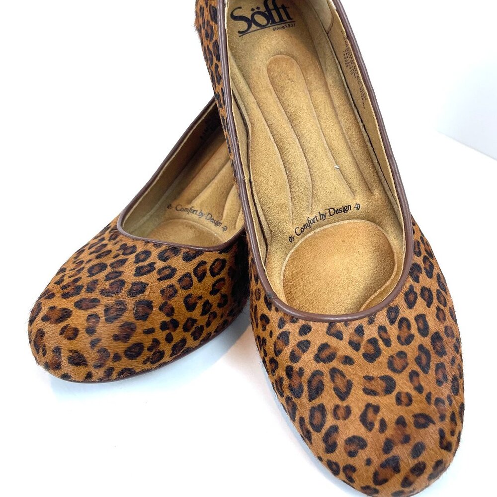 Sofft Animal Print Real Calf Hair Womens Stacked Heel Classic Pump Size 6.5M